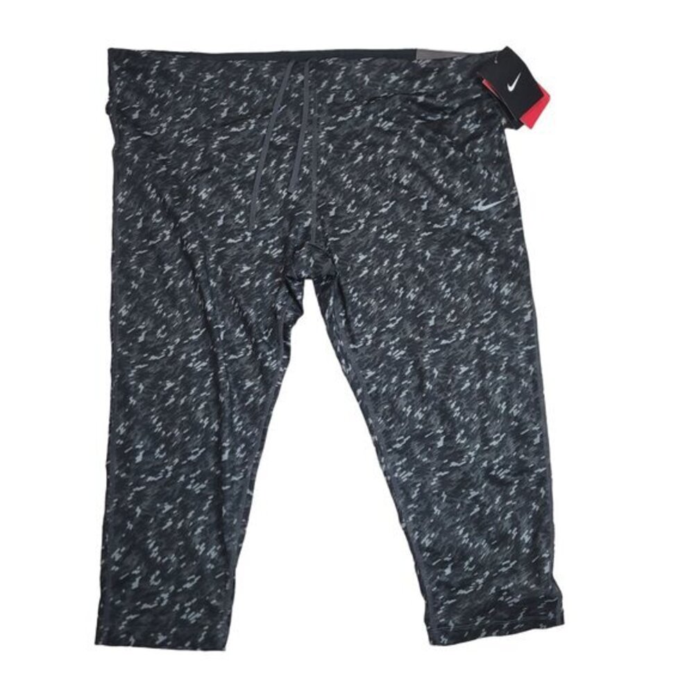 Nike Essential Womens Size 3X Black‎ Gray Tight Fit Running Crop Leggings